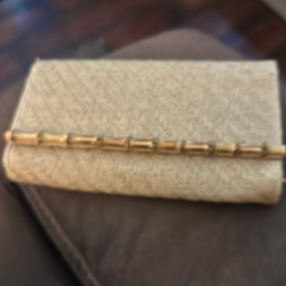 H&M wicker and bamboo clutch purse